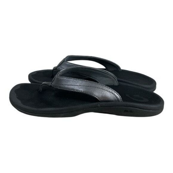 OluKai Women Size 10 Ohana Silver Grey Flip Flop Sandals Beach Comfort Slip On - Picture 1 of 10